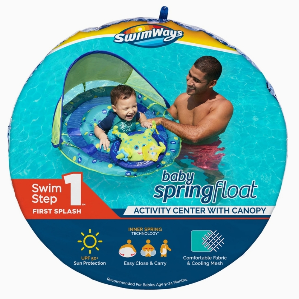 SwimWays Baby Spring Float Activity Center - Adjustable Canopy and UPF 50+